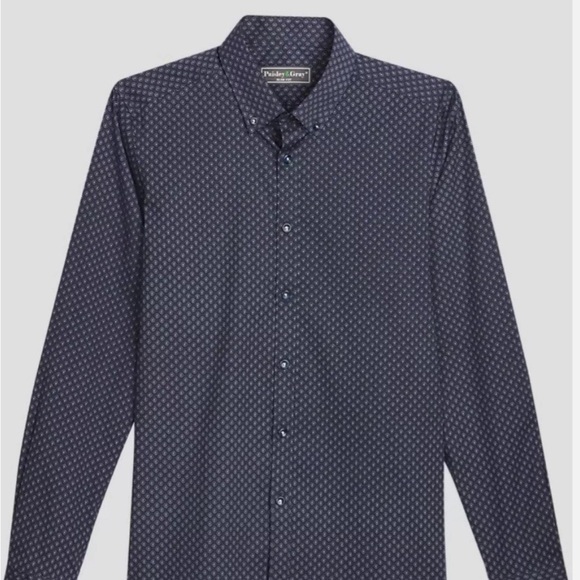Paisley & Gray Slim Fit Geo Navy Button Up Shirt Size XXL NWat - Picture 1 of 2